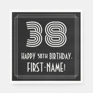 Serviette En Papier 38e anniversaire : Apparence Art Déco "38" + Nom