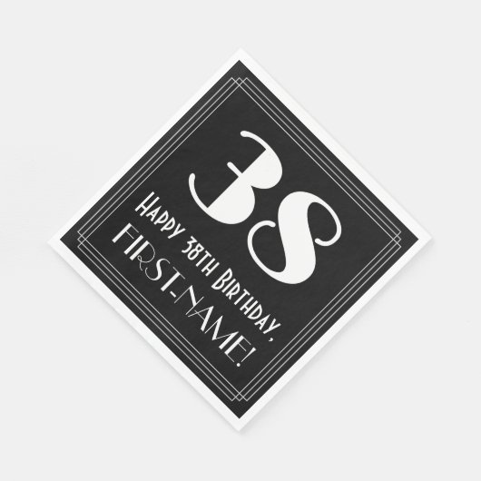 Serviette En Papier 38e anniversaire ~ Art Déco Inspiré Look "38", Nom (Coin)