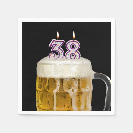 Serviette En Papier 38e Anniversaire Bière en noir (Devant)