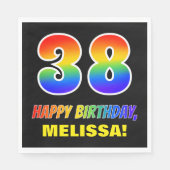 Serviette En Papier 38e anniversaire : Bold, amusant, simple, arc-en-c (Devant)