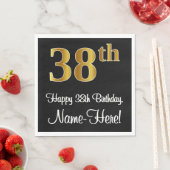 Serviette En Papier 38e anniversaire ~ Elégant Luxueux Faux Gold Look  (En situation)