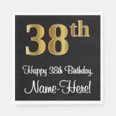 Serviette En Papier 38e anniversaire ~ Elégant Luxueux Faux Gold Look  (Devant)