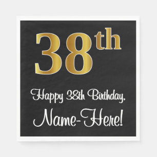 Serviette En Papier 38e anniversaire ~ Elégant Luxueux Faux Gold Look 