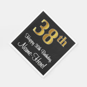 Serviette En Papier 38e anniversaire ~ Elégant Luxueux Faux Gold Look  (Coin)