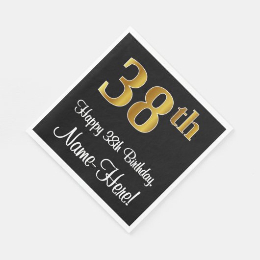 Serviette En Papier 38e anniversaire ~ Elégant Luxueux Faux Gold Look  (Coin)