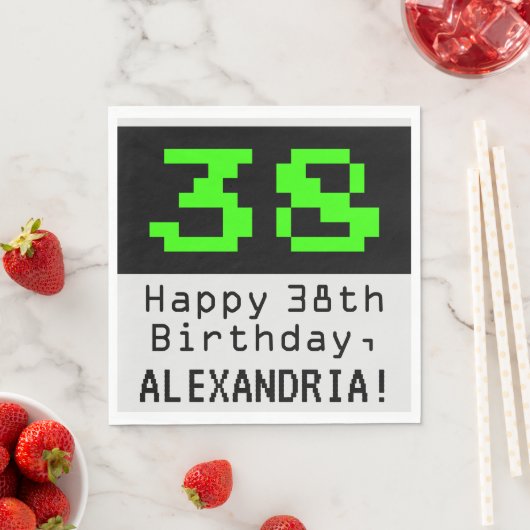 Serviette En Papier 38e anniversaire - Nerdy / Geeky Style "38" & Nom (En situation)