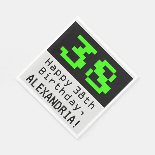 Serviette En Papier 38e anniversaire - Nerdy / Geeky Style "38" & Nom (Coin)