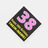 Serviette En Papier 38e anniversaire : Pink Stripes and Hearts "38" + (Coin)
