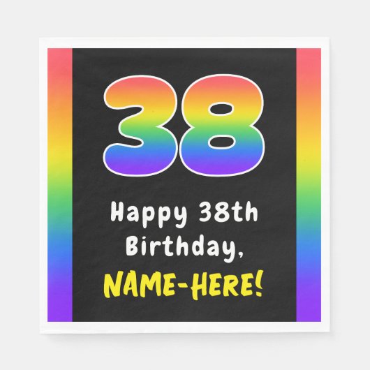 Serviette En Papier 38e anniversaire : Rainbow Spectrum # 38, Nom pers (Devant)