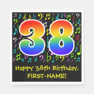 Serviette En Papier 38e anniversaire - Symboles de musique colorée, a