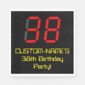 Serviette En Papier 38ème anniversaire : Rouge Digital Clock Style "38 (Devant)