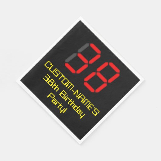 Serviette En Papier 38ème anniversaire : Rouge Digital Clock Style "38 (Coin)