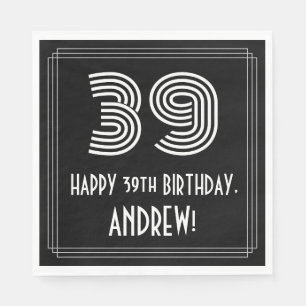Serviette En Papier 39e anniversaire : apparence inspirée de l'Art déc