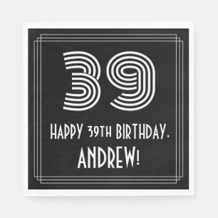 Serviette En Papier 39e anniversaire : Art Déco Inspiré Look "39" + No