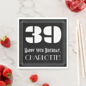 Serviette En Papier 39e anniversaire : Art Déco Inspiré Look "39" + No (En situation)