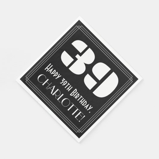 Serviette En Papier 39e anniversaire : Art Déco Inspiré Look "39" + No (Coin)