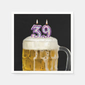 Serviette En Papier 39e Anniversaire Bière en noir (Devant)