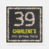 Serviette En Papier 39e anniversaire : Floral Flowers Numéro, Nom pers (Devant)