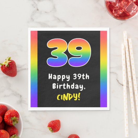 Serviette En Papier 39e anniversaire : Rainbow Spectrum # 39, Nom pers (En situation)