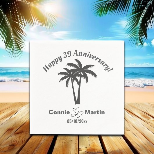 Serviette En Papier 39th Wedding Anniversary Palm Trees