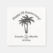 Serviette En Papier 39th Wedding Anniversary Palm Trees (Devant)