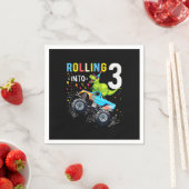 Serviette En Papier 3 ans Anniversaire Dinosaur Monster Famille de cam (En situation)