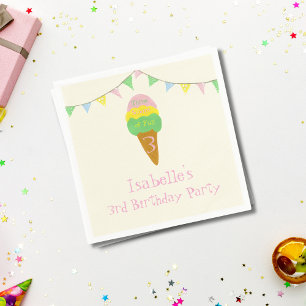Serviette En Papier 3 Cuillérées de Fun Anniversaire 3 ans Glace 