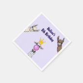 Serviette En Papier 3 Cute Llama Face Caricature Anniversaire (Coin)