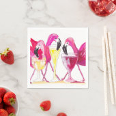 Serviette En Papier 3 Flamants roses Papier Napkin (En situation)