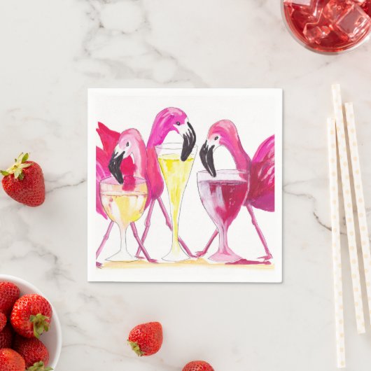 Serviette En Papier 3 Flamants roses Papier Napkin (En situation)