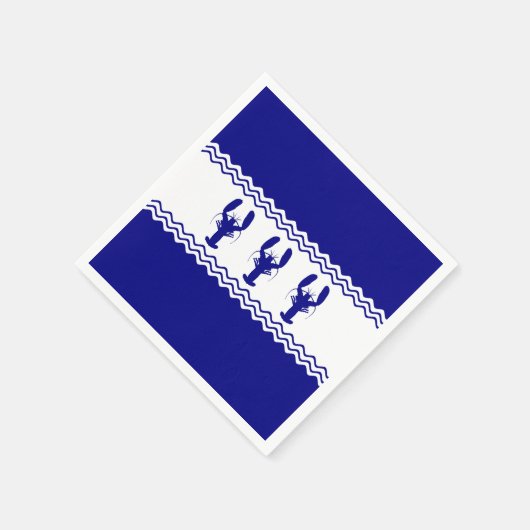 Serviette En Papier 3 Homards Côtiers Bleus Et Blancs (Coin)