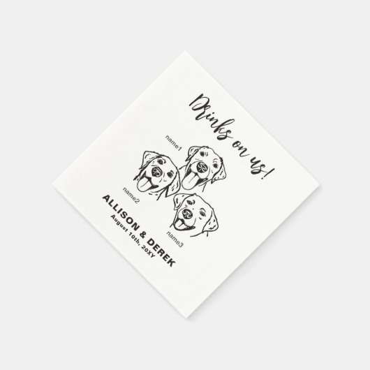 Serviette En Papier 3 Labrador Retrievers Chiens Mariage Cocktail (Coin)