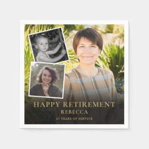 Serviette En Papier 3 Photo Collage Parti de retraite