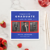 Serviette En Papier 3 Photo Graduation Collage Graduate Bleu Rouge (En situation)