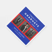Serviette En Papier 3 Photo Graduation Collage Graduate Bleu Rouge (Coin)