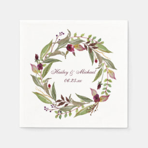 Serviette En Papier #3 Roses blanches de Marsala Burgundy