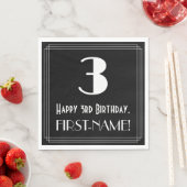 Serviette En Papier 3e anniversaire ~ Art Déco Inspiré Look "3", Nom (En situation)