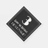 Serviette En Papier 3e anniversaire ~ Art Déco Inspiré Look "3", Nom (Coin)