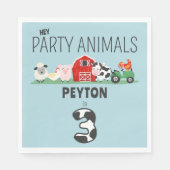 Serviette En Papier 3e anniversaire Fête Animaux Ferme Anniversaire En (Devant)