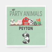 Serviette En Papier 3e anniversaire Fête Animaux Ferme Anniversaire En (Devant)