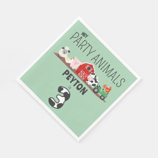 Serviette En Papier 3e anniversaire Fête Animaux Ferme Anniversaire En (Coin)