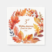 Serviette En Papier 3e anniversaire Mariage automne floral (Devant)