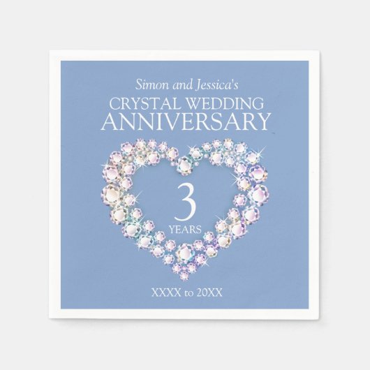 Serviette En Papier 3e anniversaire mariage coeur personnalisé nom ble (Devant)