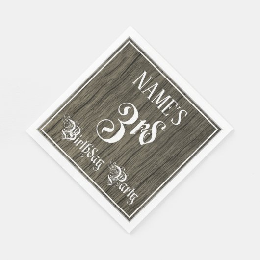 Serviette En Papier 3e fête d'anniversaire — Script fantaisie, Faux Wo (Coin)