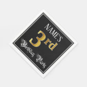 Serviette En Papier 3e fête d'anniversaire — Script fantaisie, look or (Coin)