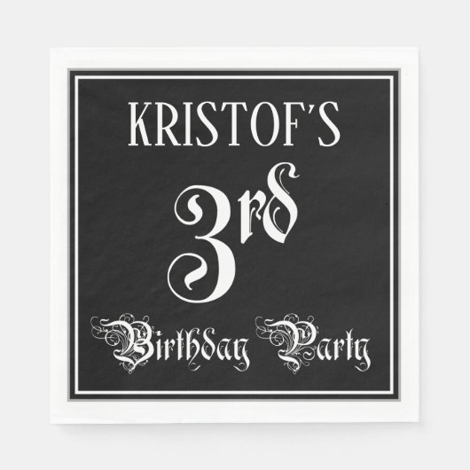 Serviette En Papier 3e fête d'anniversaire — Script fantaisie + Nom pe (Devant)