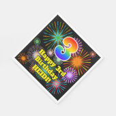 Serviette En Papier 3ème anniversaire : Fun Motif Fireworks + Rainbow  (Coin)