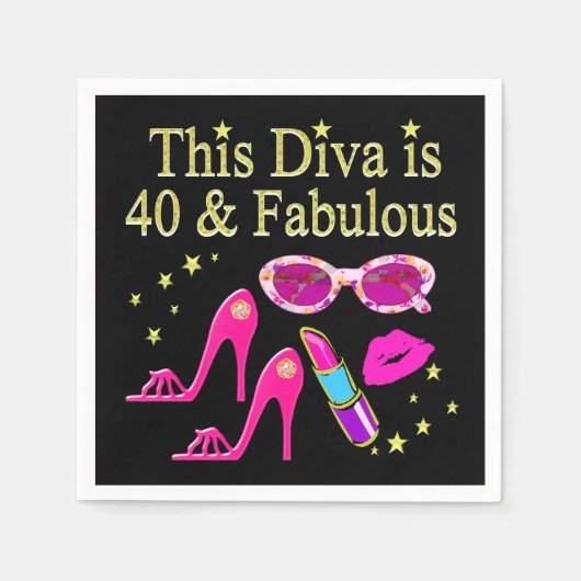 SERVIETTE EN PAPIER 40 ANS ET UNE DIVA FABULEUSE (Devant)