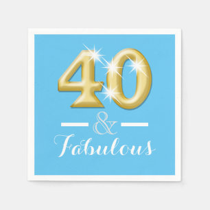Serviette En Papier 40 et anniversaire bleu fabuleux