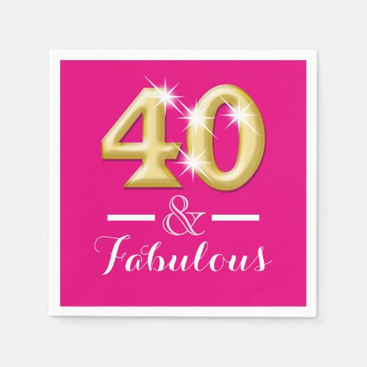 Serviette En Papier 40 et fabuleux anniversaire d'or rose (Devant)